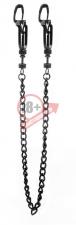 Чёрные зажимы на соски с цепочкой Helix Nipple Clamps