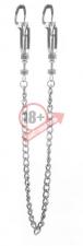 Серебристые зажимы на соски с цепочкой Helix Nipple Clamps