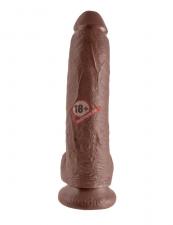 Коричневый фаллоимитатор 9" Cock with Balls - 22,9 см.