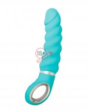 Бирюзовый витой вибратор Fun Toys  Gjack 2 - 22 см.