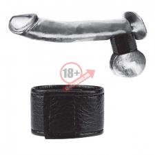 Чёрная утяжка на мошонку 1" Velcro Ball Stretcher