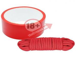 Набор для фиксации BONDX BONDAGE RIBBON & LOVE ROPE: красная лента и веревка