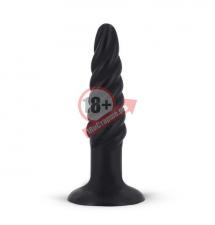 Анальная пробка со спиралевидным рельефом MENZSTUFF SPIRAL PLUG BLACK - 11,5 см.
