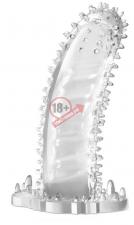 Прозрачная закрытая насадка с шипами Performance Tickler Sleeve - 14 см.