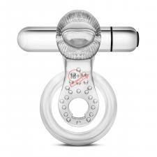 Прозрачное эрекционное кольцо с подхватом, вибропулей и язычком 10 Function Vibrating Tongue Ring