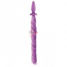 Сиреневая анальная пробка с сиреневым хвостом Unicorn Tails Pastel Purple