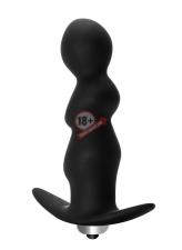 Чёрная анальная пробка с вибрацией Spiral Anal Plug - 12 см.