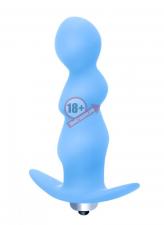 Голубая анальная пробка с вибрацией Spiral Anal Plug - 12 см.