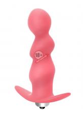 Розовая анальная пробка с вибрацией Spiral Anal Plug - 12 см.