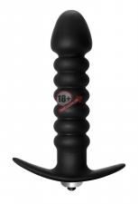 Чёрная анальная пробка с вибрацией Twisted Anal Plug - 13 см.