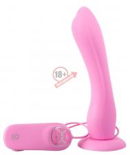 Розовый вибратор на основании-присоске Silicone Rose Vibe - 19 см.