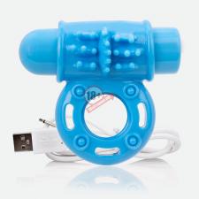Голубое перезаряжаемое эрекционное виброкольцо CHARGED O WOW RING