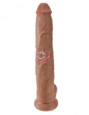 Кофейный фаллоимитатор-гигант 14" Cock with Balls - 37,5 см.