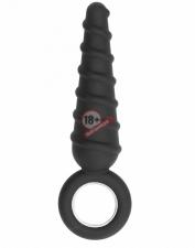 Анальная пробка со спиралью на поверхности No.60 Dildo With Metal Ring - 17,5 см.