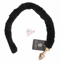 Золотистая анальная пробка с кошачьим хвостом Kitty Tail