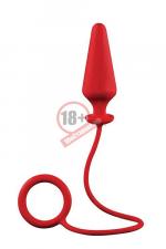 Красное эрекционное кольцо с анальной пробкой MENZSTUFF 4INCH SINGLE RING ANAL PLUG