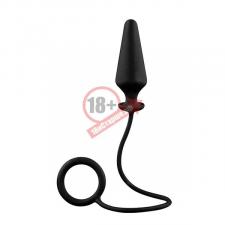 Чёрное эрекционное кольцо с анальной пробкой MENZSTUFF 4INCH SINGLE RING ANAL PLUG