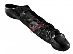 Чёрная увеличивающая насадка на член Mamba Cock Sheath Packaged - 16,5 см.