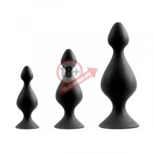 Набор из 3 чёрных анальных силиконовых втулок MENZSTUFF 3-PIECE ANAL PAWN SET