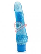 Голубой водонепроницаемый вибратор JELLY JOY ROUGH RIDGES MULTISPEED VIBE - 18 см.