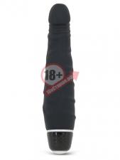 Чёрный вибратор-реалистик с зауженным кончиком PURRFECT SILICONE CLASSIC MINI - 14 см.