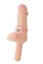 Телесный фаллоимитатор-гигант с рукоятью BIGSTUFF DONG WITH HANDLE 9.5INCH - 24 см.