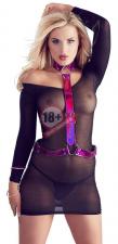 Неоново-розовая сбруя на шею и талию Bad Kitty Body Harness