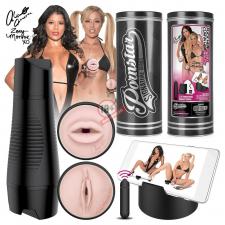 Мастурбатор PORNSTAR с 2 рукавами и вибрацией - вагина Zoey Monroe и ротик Alexis Amore