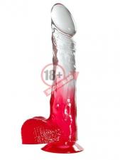 Красный фаллоимитатор с прозрачной верхней частью JELLY JOY FADE OUT DONG 8INCH - 20,3 см.