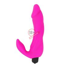 Розовый вибратор с клиторальным отростком Bifun - 16,5 см.